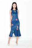 Vera Cheongsam Mermaid Dress in Cobalt