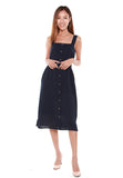 Charlene Button Down Trapeze Dress in Navy