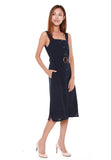 Charlene Button Down Trapeze Dress in Navy