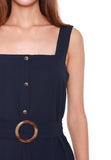 Charlene Button Down Trapeze Dress in Navy