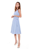 Janice Pleated Wrap Dress in Sky Blue