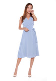 Janice Pleated Wrap Dress in Sky Blue