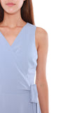 Janice Pleated Wrap Dress in Sky Blue