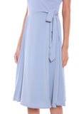 Janice Pleated Wrap Dress in Sky Blue