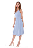 Janice Pleated Wrap Dress in Sky Blue