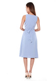 Janice Pleated Wrap Dress in Sky Blue