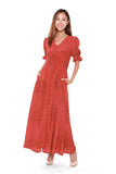 Jules Dotted Maxi Dress in Burnt Orange