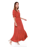 Jules Dotted Maxi Dress in Burnt Orange