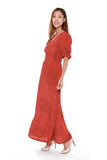 Jules Dotted Maxi Dress in Burnt Orange