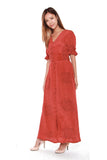 Jules Dotted Maxi Dress in Burnt Orange