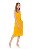 Charlene Button Down Trapeze Dress in Mustard