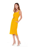 Charlene Button Down Trapeze Dress in Mustard