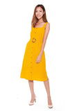 Charlene Button Down Trapeze Dress in Mustard