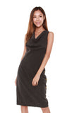Tanya Cowl Neck Dress in Dark Grey