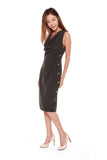 Tanya Cowl Neck Dress in Dark Grey