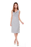 Tanya Cowl Neck Dress in Light Grey
