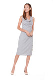 Tanya Cowl Neck Dress in Light Grey