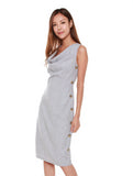 Tanya Cowl Neck Dress in Light Grey