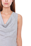 Tanya Cowl Neck Dress in Light Grey