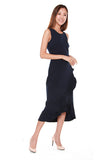 Helen Waterfall Ruffles Dress in Navy