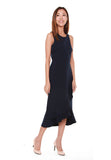 Helen Waterfall Ruffles Dress in Navy