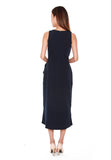 Helen Waterfall Ruffles Dress in Navy
