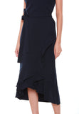 Helen Waterfall Ruffles Dress in Navy