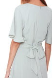 Germaine Flutter Sleeves Dress in Light Green Blue