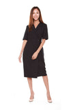 Olivia Lapel Collar Dress in Navy