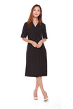 Olivia Lapel Collar Dress in Navy
