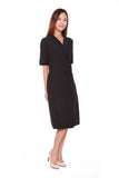 Olivia Lapel Collar Dress in Navy