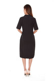 Olivia Lapel Collar Dress in Navy