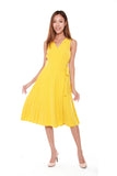 Janice Pleated Wrap Dress in Sunshine