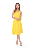 Janice Pleated Wrap Dress in Sunshine