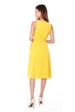 Janice Pleated Wrap Dress in Sunshine
