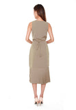 Bertha Pleated Wrap Dress in Olive