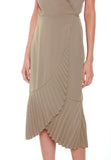Bertha Pleated Wrap Dress in Olive