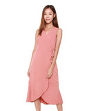 Bertha Pleated Wrap Dress in Salmon