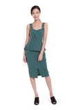 Jessica Center Slit Peplum Dress in Emerald