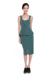 Jessica Center Slit Peplum Dress in Emerald