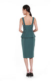 Jessica Center Slit Peplum Dress in Emerald