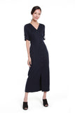 Delilah Asymmetrical Button Down Dress in Navy