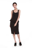 Jessica Center Slit Peplum Dress in Black