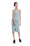 Jessica Center Slit Peplum Dress in Sky Blue