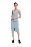 Jessica Center Slit Peplum Dress in Sky Blue