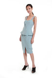 Jessica Center Slit Peplum Dress in Sky Blue