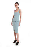 Jessica Center Slit Peplum Dress in Sky Blue