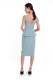Jessica Center Slit Peplum Dress in Sky Blue