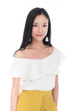 Sierra Off Shoulder Ruffle Top in Cream