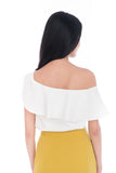 Sierra Off Shoulder Ruffle Top in Cream